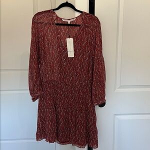 Veronica Beard Womens Priya pintucked printed silk-georgette mini dress Brick 10